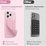 2 Pack Silicone Octo Cup Buddy Sticky Grip Holder for Cellphone, Silicone Suction Cup Phone Case Mount Double Sided, Hands-Free Phone Accessories Strong Grip Holder for Selfie and Video (Light Pink)