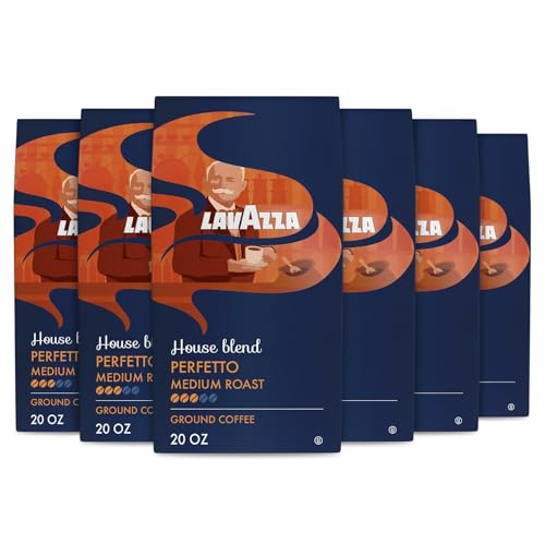 Lavazza House Blend Perfetto Ground Coffee 6 Bags of 20oz, Medium Roast, Full-bodied, Intensity 3/5, 100% Arabica, Ideal for Drip Brewers, (Pack of 6) - Package May Vary