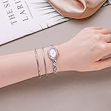 TIME100 Women's Watches Bracelet Crystal Oval Dial Ladies Fashion Dress Wrist Watch Waterproof (Silver-2)