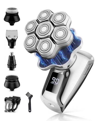 Head Shavers for Bald Men, Electric Detachable Head Shaver for Male, Waterproof Wet Dry Body Bald Head Shaver, Rechargable Rotary Shavers/Razor for Husband Father
