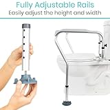 Vive Toilet Rail - Bathroom Safety Frame - Medical Railing Helper for Elderly, Handicap, Disabled, Seniors - Bariatric Assist Handrail Grab Bar - Adjustable Height, Padded Arms Fit Most Toilets