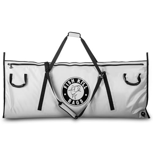 Fish Kill Bags Insulated Fish Cooler Bag for Caught Fish, PVC Tarpaulin Fish Bag Cooler with Easy Grip Carry Handles, 180 Quarts, 60” x 24”