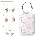 ZFQ Coquette Luggage Tags for Suitcases,Pink Bow Travel Gifts for Women,Preppy Gifts,Cute Trendy 2 Pack Luggage Tag for Travel,Teen Girls Gifts Suitcase Tags