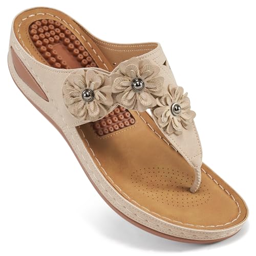 FUDYNMALC Sandals Women Wedge Shoes: Summer Dressy Flip Flops Comfortable Orthopedic Platform Footwear Casual Walking Wedges