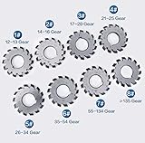 HSS Involute Gear Cutter - DP16 PA14-1/2, Bore22 No.1-8 Gear Cutters, R8 Shank, Milling Arbor Gear Mill Cutter Holder - Lathe CNC Cutting Tools