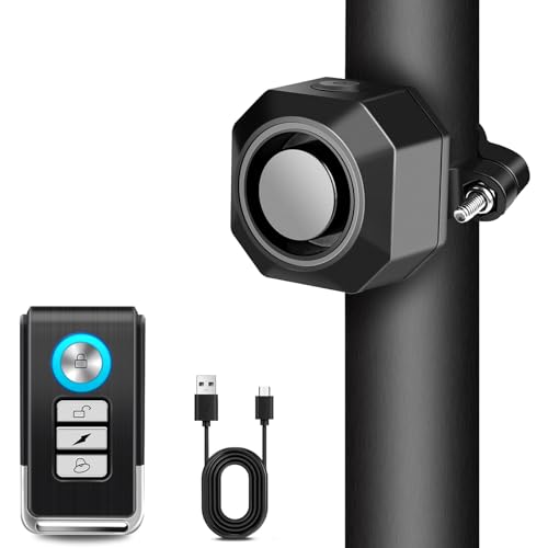 Cruxer Bike Alarm USB Rechargeable with Mount, Electric Bike Alarm with Remote,Wireless Motion Sensor Bicycle Security Anti Theft System,Waterproof Vibration Alarm for Motorcycle Scooter (1 Pack)