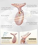 ELISHINE Light Based Face-Neck-Massager - 7 Color Portable Facial Massager for Skin Care, Rose Gold