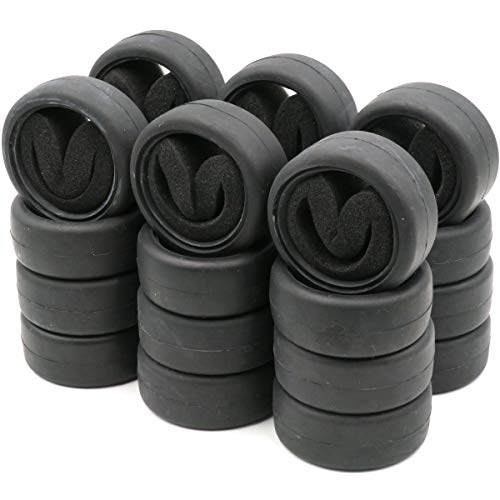 hobbysoul 24pcs RC 1/10 On Road Slick Tire Rubber Tyre with Foam Insert Fit for 1:10 Touring Drift Car Wheel Rim