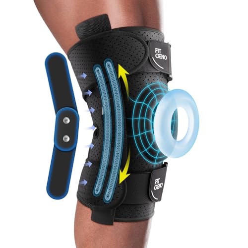 Fit Geno Hinged Knee Brace for Meniscus Tear: Adjustable Knee Support for Knee Pain w/Side Stabilizers & Hinges for Injury or Surgery Recovery - Men and Women FSA or HSA Eligible