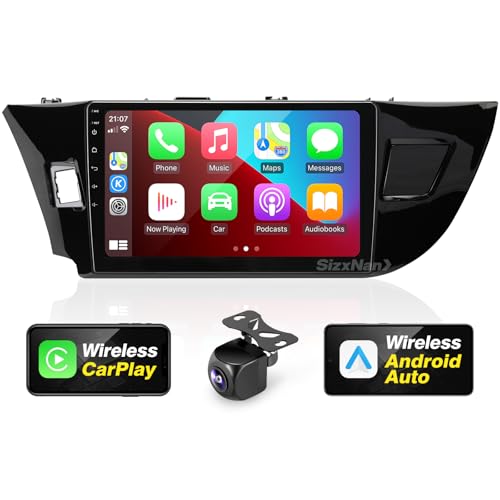SizxNanv for Toyota Corolla 2014 2015 2016 Radio Compatible with Wirelessly Carplay Android Auto,Android Car Radio Stereo Bluetooth Navigation GPS WiFi FM/AM 8core 4GB+64GB Touchscreen Backup Camera