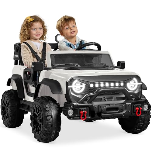 Best Choice Products Kids 24V 2-Seater Electric Ride On Car Truck w/ 132lb Weight Capacity, Parent Control, Bluetooth, LED Lights - White