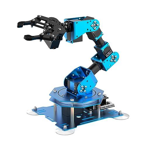 LewanSoul Robotic Arm for Arduino Coding Programming 6DOF STEM Educational Building Robot Arm Kits, 6 AXIS Full Metal Robotic Arm Wireless Controller/PC/App/Mouse Control (Assembled)