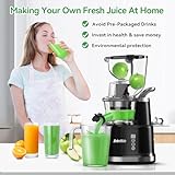 Aeitto Cold Press Juicer, Juicer Machines with Large Feed Chute, Large Capacity, Slow Masticating Juicer for Fruits and Vegetables, Self Feeding for Juice Extractor,BPA-Free, Black