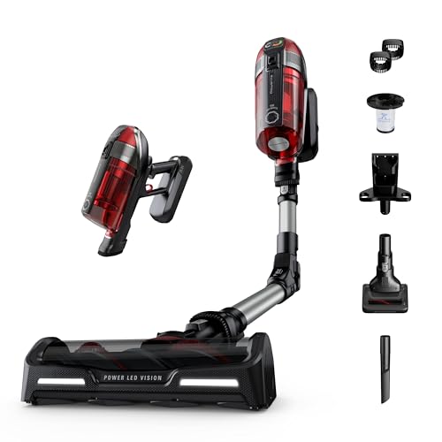 Rowenta, Cordless Vacuum Cleaner, X-Force Flex 12.60 Vacuum, 30.4 Oz XL Dust Container, Flex technology, Automatic Floor Detection, 45Min Run Time, 3Hr Charging Time, For Pet, 150 Air Watts, Red