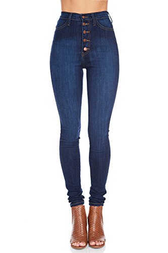 Vibrant Women’s Skinny Denim Jeans – High Waisted 5 Button Up Super Stretch Classic Casual Slim Fit Pants VP1114 DStone 15