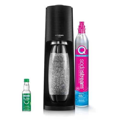 SodaStream - Terra Soda Streaming Machine - STARTER KIT - Sparkling Water Maker with CO2 & Bubly Drop - Eco-Friendly, No Batteries Needed - Black