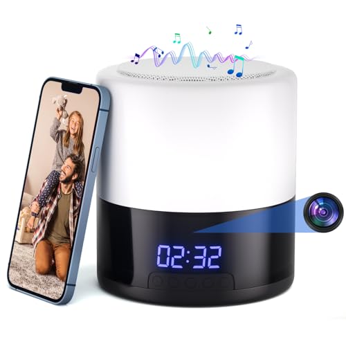Security Camera with Bluetooth Speaker and Night Light – 1080P Indoor WiFi Camera for Home Security, Motion Detection, Night Vision, App Control, Local & Cloud Storage, Wireless Baby Monitor (White)