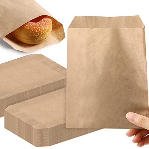 Eersida 500 Pcs Kraft Paper Treat Bags Mini Paper Small Flat Favor Silverware Party Favor Envelopes Merchandise Bags for Snack Cookie Popcorn Candy Sandwich Gift (5 x 7 Inch)