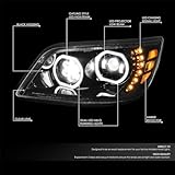 Pair of LED DRL Headlights Lamps Headlight Assembly Compatible with 06-17 Hino 338 268 258 238 185 165 145 - Black Housing