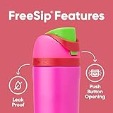 Owala Kids FreeSip Insulated Stainless Steel Water Bottle with Straw for Sports, Travel, and School, BPA-Free Sports Water Bottle, 16 oz, All The Berries