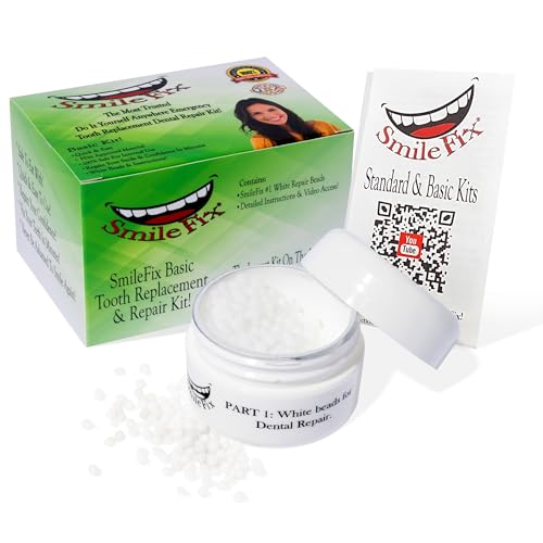 SmileFix Basic Dental Repair - for Missing Or Damaged Teeth - Fix Gaps, Missing Teeth, Spaces, Broken Tooth, Repairs - Fast & Easy - Confident Smiles - BF Products - Durable Compound