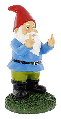 Gnometastic Middle Finger Gnome Statue, Large 12.5" Tall - Original Double Bird Garden Gnome Statue Decoration and Lawn Ornament - Outdoor Funny Garden Gnomes, Lawn Ornament