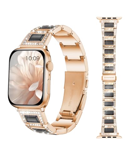 8 Elegant Colors - Dressy Rose Gold iWatch Bands for Women - Compatible with Apple Watch Series 10-1/SE/Ultra, Fits 38mm 40mm 42mm 44mm 46mm - Luxury Designer Bracelet, Bling Jewelry Strap