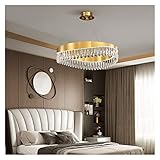 XFNVXC Chandeliers Post-Modern Water Drop Crystal Chandelier Simple Dining Room Living Room Bedroom Study net red Titanium Gold Stainless Steel Lig Luxury lamp,Vintage chandel