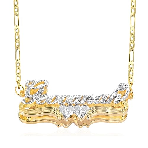 Double Plated Name Necklace Personalized 18K Gold Plated Custom Nameplate Pendant for Women Men