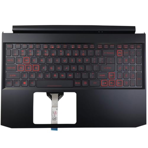 HJPMTS New Notebook Palmrest Case w Keyboard, Red Backlit, Size 15.6",Narrow Cable,Replacement for Acer Nitro 5 AN515-56 AN515-57 AN515-45 6B.QAZN2.001 AP336000C00
