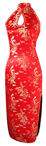 7Fairy Women's Wedding Red Dragon Halter Backless Long Chinese Dress Size 6 US