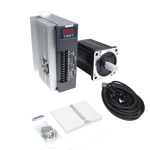 RATTMMOTOR 2.6KW 220V Servo Motor Kit, Servo Motor with Servo Motor Driver CNC Controller Kit for CNC Engraver Milling Machine/Robot (Without Brake)