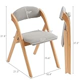 Karl home Wooden Padded Folding Chairs 2 Pack, Portable Folding Chairs with Cushion for Guests, Ideal for Kitchen Office Wedding Party Picnic, Nature