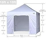 ABCCANOPY Easy Pop Up Canopy Tent with Sidewalls 10x10 Commercial -Series, White