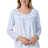 Carole Hochman Women's 2-Piece Fleece Pajama Set – Cozy Sleepwear with Elegant Lace Detail, Adjustable Waist, and Pockets, Blue Winter Floral, Medium