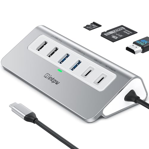 intpw USB C Hub 10Gbps, 9-in-1 USB 3.2 Hub with 4K@60Hz HDMI, Type-C 3.2, 2 USB-A 3.2, 2 USB-A 2.0, PD 100W, SD/TF Slot, Aluminum USB Hub for Laptop, iPhone 16/15 Series, MacBook Air/Pro and More