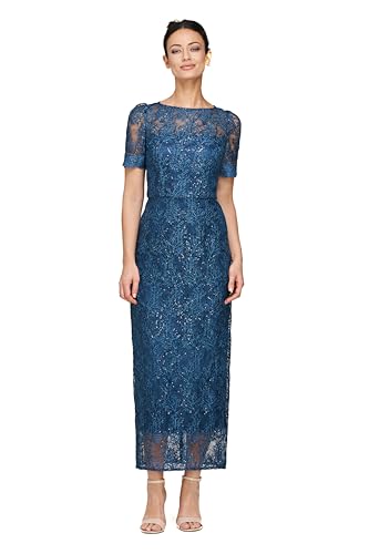 JS Collections Women's Abbie Column Ankle Gown, DEEP Teal