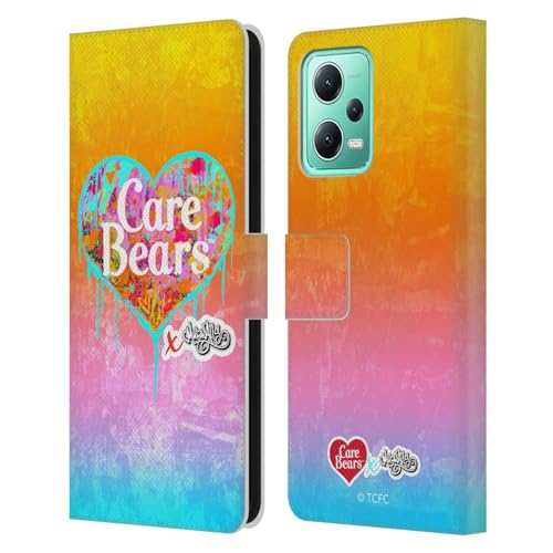 Head Case Designs Officially Licensed Care Bears Heart Tag Graffiti Collection by Murwalls Leather Book Wallet Case Cover Compatible with Xiaomi Redmi Note 12 5G