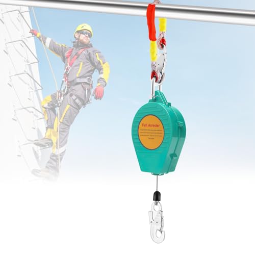 YJINGRUI Self Retracting Lifeline, 23ft/7m Retractable Safety Lanyard, Fall Arrester Fall Protection with Alloy Steel Hook & Steel Wire Rope 330lbs