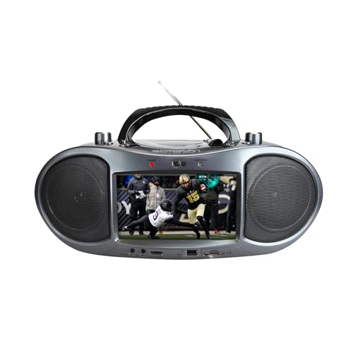 Emerson EDL-2560H Bluetooth DVD Boombox Multimedia Player, Portable Entertainment with 7'' LCD Screen, Digital TV Tuner, Bluetooth Streaming, CD/MP3 Player, AM/FM Radio, USB/SD Playback, Twin Speakers