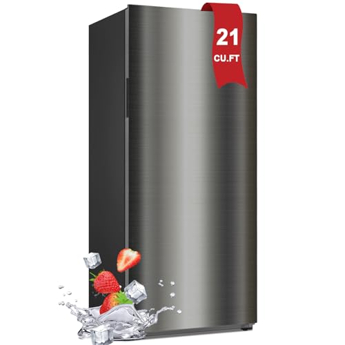 Upright Freezer 21 cu.ft, Freezer Upright Stainless Steel, Frost Free Convertible Refrigerator Freezer for Garage, Kitchen, Home Use(Right Hinge)