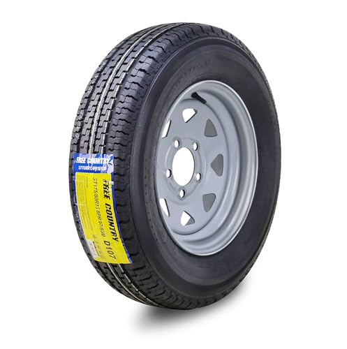 Free Country Trailer Tire Wheel Assembly ST175/80R13 8-Ply D 97M 5 Lug on 4.5" PCD Silver Spoke Rim