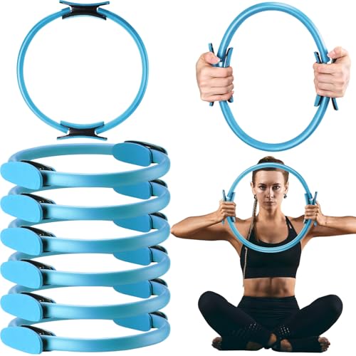 Syhood Pilates Ring 11.81 Inch Pilates Circle Yoga Ring Magic Lightweight Flexible Workout Equipment for Fitness Physical Therapy Resistance Exercise Arms Legs(Blue,6 Pcs)