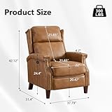 High Leg Power Recliner Chair for Living Room, Mid-Century Modern Single Reclining Chair, Faux Leather Lounge Armchair with USB & Type-C Port, Reading Chair with Retro Rivet Decoration,Camel Brown