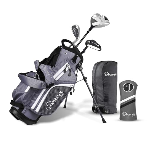 Shorties Golf - Tiny Kids Golf Club Set | Perfect for Toddler Golfers and Kids 34"-38" Tall | EasyCarry Stand Bag | Driver, 7-Iron, Putter, Headcover, and Rain Cover | Graphite Right Orientation