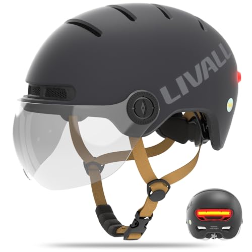 LIVALL L23 Smart Bike Helmet with LED Lights & Removable Visor, NTA8776 CPSC Certified, E Bike Helmet with Fall Detection for Adults Men Women, Bicycle Helmet for Commuter E-Bike Scooter Skateboard