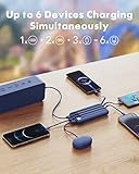 Portable Charger with Built in Cables, Portable Charger with Cords Wires Slim 10000mAh Travel Essentials Battery Pack 6 Outputs 3A High Speed Power Bank for iPhone Samsung Pixel LG Moto iPad