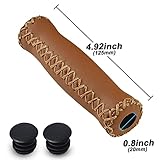 SOLODRIVE Bike Handlebar Grips, Vinyl Leather Grips, Hand-Stitched for Beach Cruiser Bike, Fits Most 22.2mm (7/8") Bicycle Handlebar (Brown)