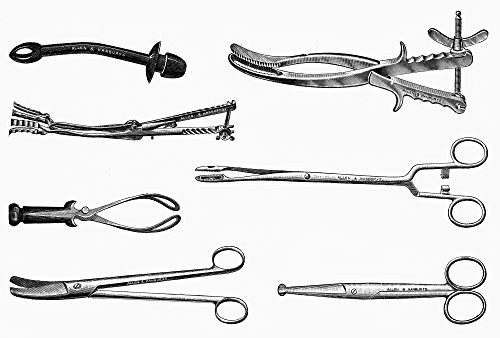 Obstetrical Instruments Nvarious Gynecological And Obstetrical Instruments Wood Engravings Late 19Th Century Poster Print by (24 x 36)