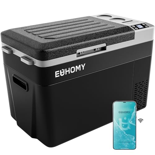 EUHOMY 12 Volt Refrigerator, 32QT(30L) Electric Cooler, Car Fridge APP Control, Car Refrigerator 12/24V DC 110-240V AC, Portable Freezer Usable Battery for Camping, Travel, Truck, Outdoor